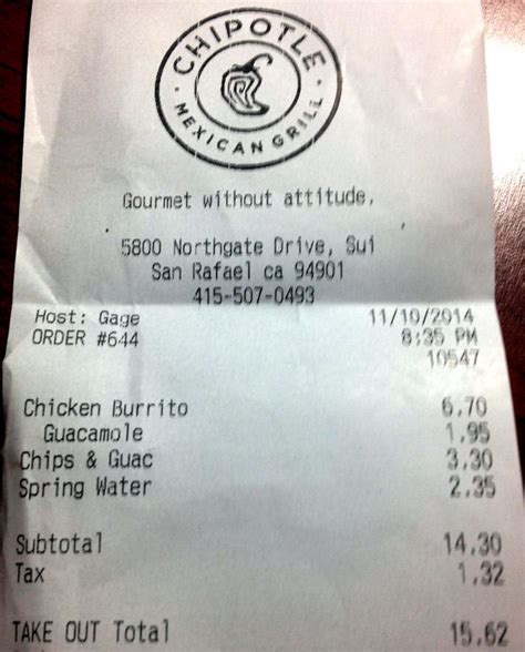 chipotle receipt generator